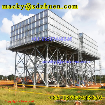 16m galvanized steel tower for water tank and assembled galvanized steel water tank for school